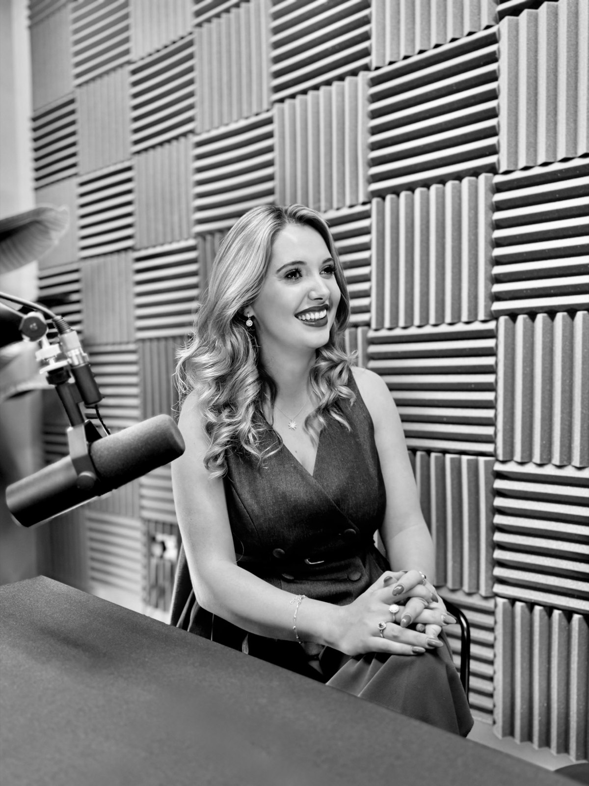 Mihaela recording The Quiet Revolution podcast